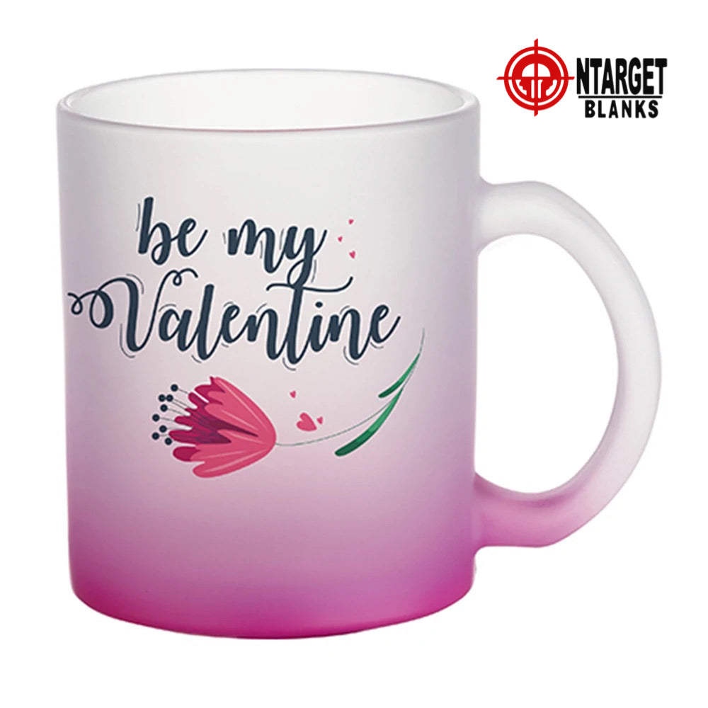 10oz. Frosted Glass Sublimation Mug with Pink Handle